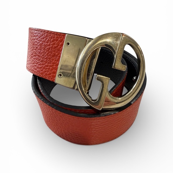 Gucci Reversible Orange & Black Leather Belt